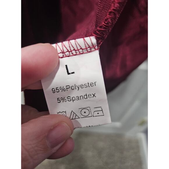 Red Burgundy Crushed Velvet Velour Long Cardigan Duster Topper Sz L Holiday - Picture 4 of 7